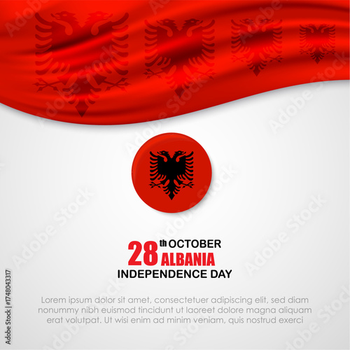 Albania Independence Day Banner Vector Design, 28 November National Celebration Background