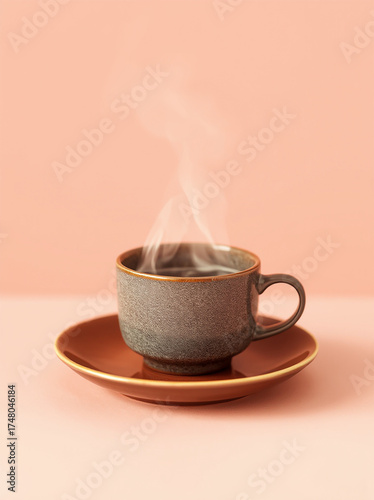 Steaming Herbal Tea on a Minimalist Saucer