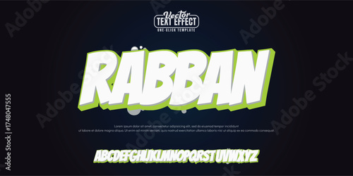 Rabban, Colorful graffiti editable text style effect. Vector text effect with paint wall concept.	
