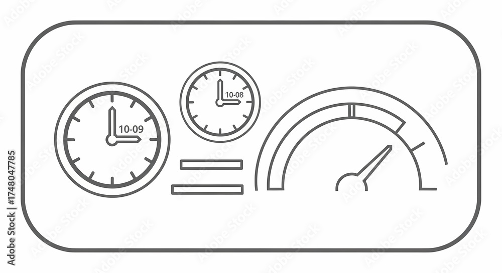 Fototapeta premium Speedometer and Dashboard Gauge Icons Set, Thin Line Vector Interface Meters
