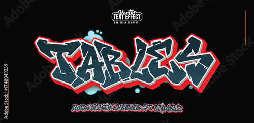 Tables, Colorful graffiti editable text style effect. Vector text effect with paint wall concept.	

