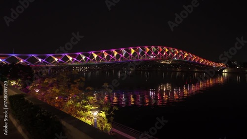 Atal Bridge, Ahmedabad City, Night View, Ahmedabad, Gujarat, India.