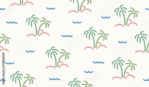 Cute beach vibes pattern background vector design