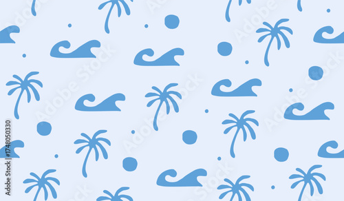 Cute beach vibes pattern background vector design