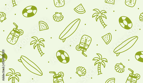 Cute beach vibes pattern background vector design