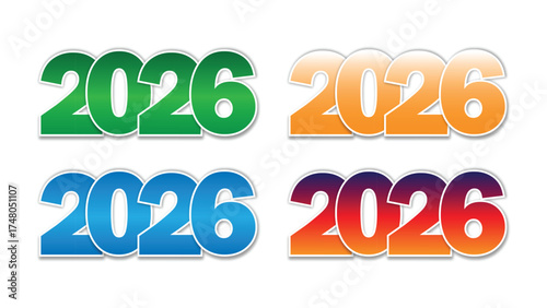 2026 Text Design Vector Set – Colorful Gradient Numbers Collection for New Year Celebration or Modern Graphic Design
