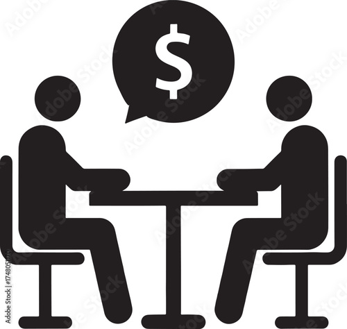 Business Meeting Money Discussion Icon Vector Illustration