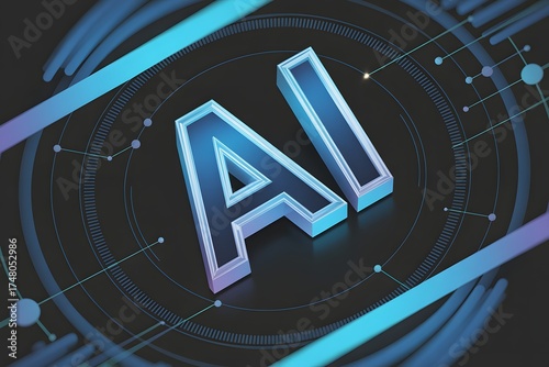 A futuristic and technological-looking image showcasing the letters AI
