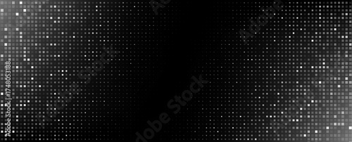 Abstract pixel gradient bg with monochrome squares from white to deep black for digital design projects. Geometric mosaic pattern background with modern tech atmosphere and subtle depth and texture.