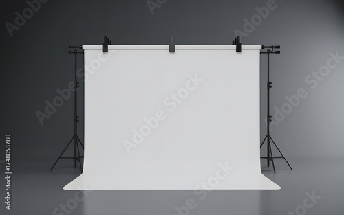 A professional studio backdrop setup ready for photo shoots