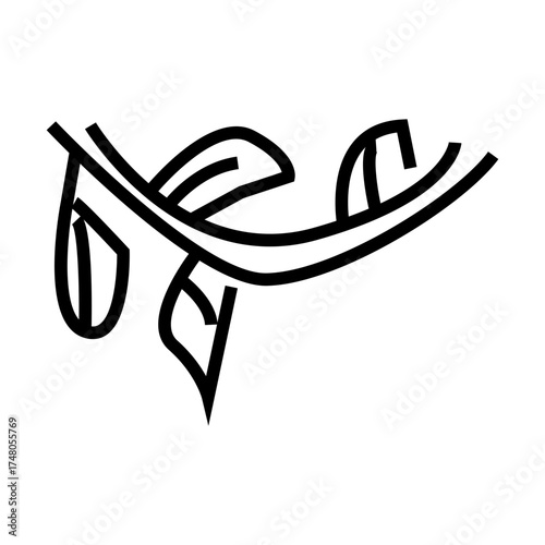 Abstract black line drawing of hanging vines, representing nature and tropical jungle plants.