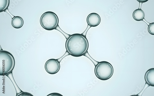Molecular structures floating in a light blue environment, showcasing scientific concepts. These represent the fundamental building blocks of matter