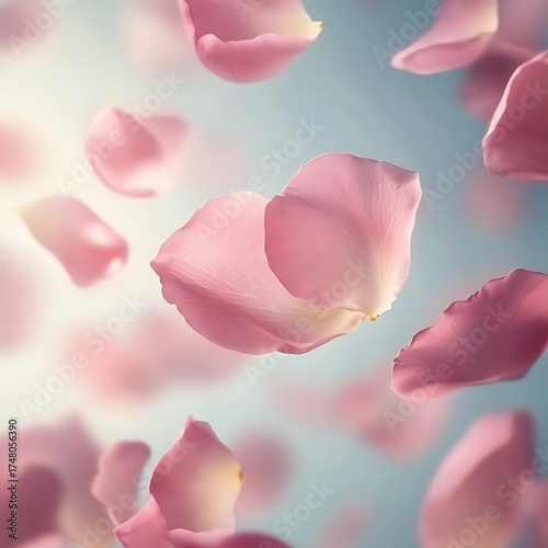 Wallpaper Mural Soft pink rose petals floating gently in the air with soft light Torontodigital.ca