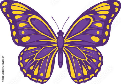 Purple and Yellow Butterfly Illustration
