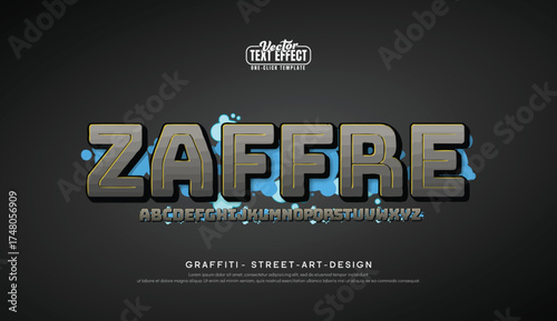 Zaffre, Colorful graffiti editable text style effect. Vector text effect with paint wall concept.	
