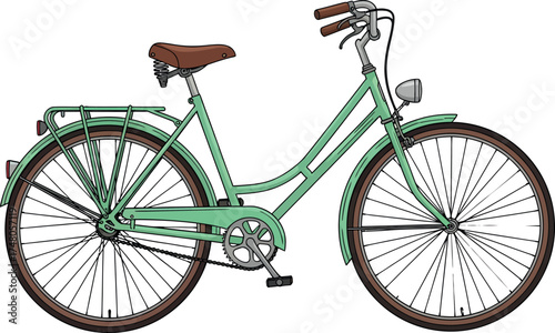 Vintage Green Bicycle Illustration