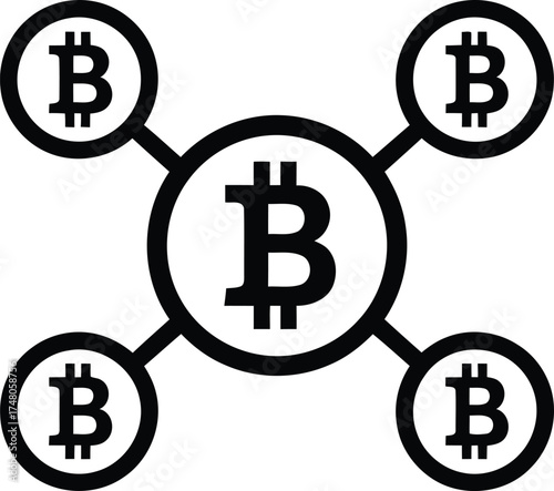 Bitcoin network diagram with central node cryptocurrency