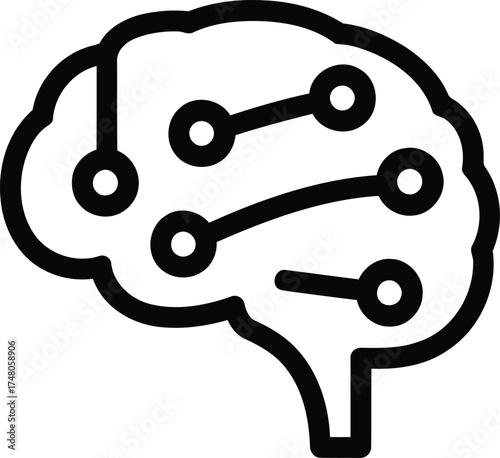 Brain icon with neural network connections mind artificial intelligence