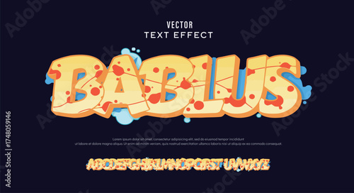 Bablus, Colorful graffiti editable text style effect. Vector text effect with paint wall concept.	
