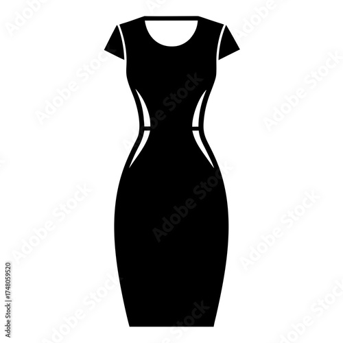 Fit sheath dress vector clean black silhouette design white background