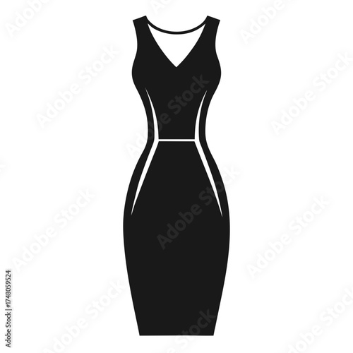 Fit sheath dress vector clean black silhouette design white background