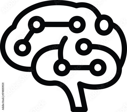 Stylized brain icon with digital connections mind neural network