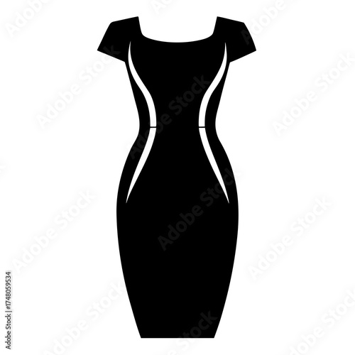 Fit sheath dress vector clean black silhouette design white background
