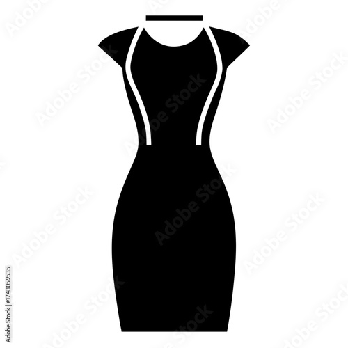 Fit sheath dress vector clean black silhouette design white background