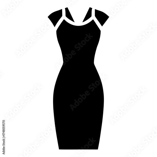 Fit sheath dress vector clean black silhouette design white background