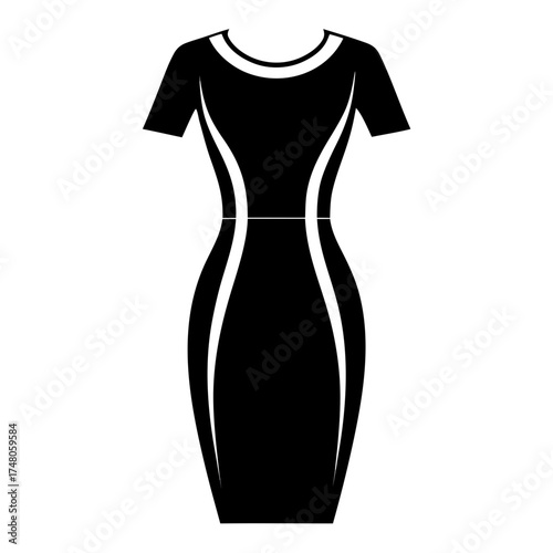 Fit sheath dress vector clean black silhouette design white background