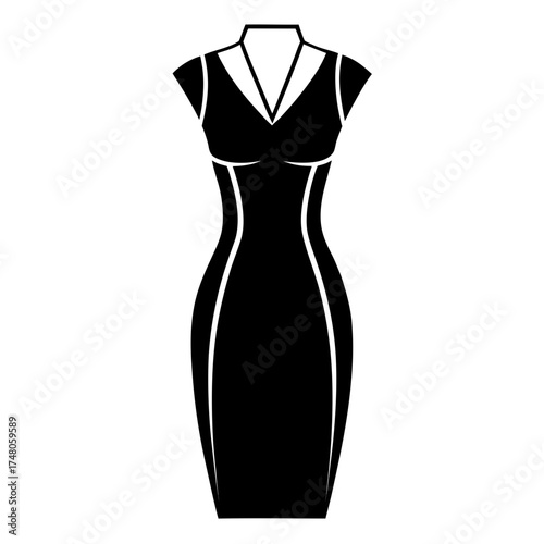 Fit sheath dress vector clean black silhouette design white background