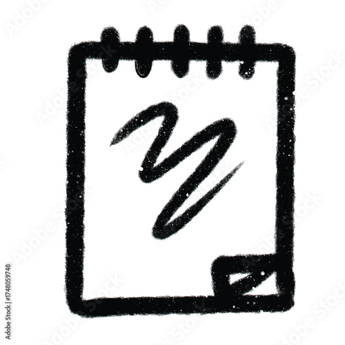 Sketchy notepad icon hand-drawn style isolated on white background for notes and reminders