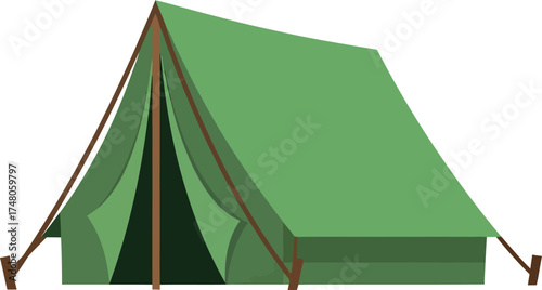 Green Camping Tent - Flat Vector Illustration