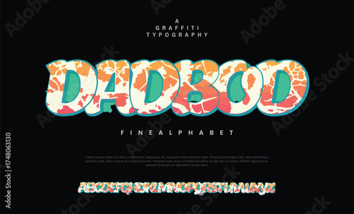 Dadbod, Colorful graffiti editable text style effect. Vector text effect with paint wall concept.	
