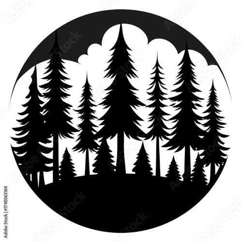 Forest Line  vector clean black silhouette design white background