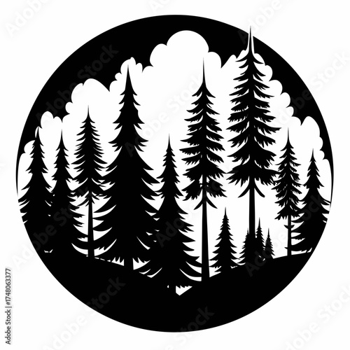 Forest Line  vector clean black silhouette design white background