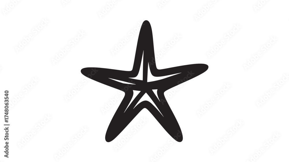 Fototapeta premium Hand drawn star vector illustration simple black line art isolated design element on white background