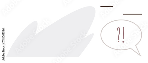 Speech bubble with question and exclamation marks over abstract shadow, evoking emotions of surprise, confusion, or realization. Ideal for communication, emotion, reaction, creativity