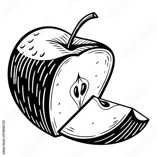 newton pippin apple on white background 