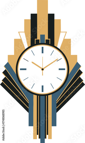 Art Deco Clock Vector Illustration