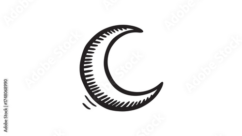 Crescent moon vector illustration simple hand-drawn style isolated on white background for celestial and astrological designs