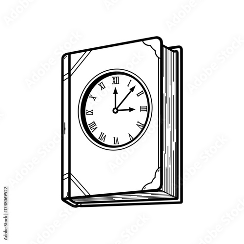 Clock integrated into a book design with classic details  