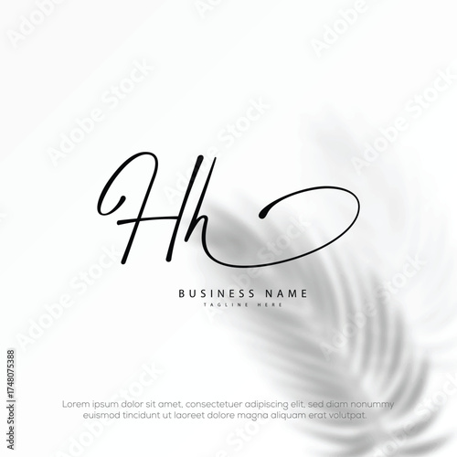 HH initial signature handwriting logo with monogram template logo