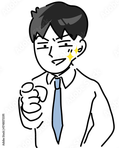 指差し指導するキザなサラリーマンのラフベクターイラスト