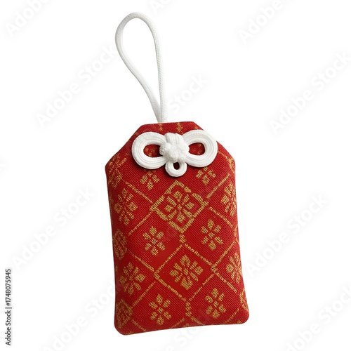 Omamori Japanese Good Luck Amulet Isolated on White Background