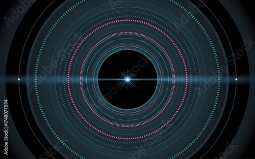 An abstract and symmetrical design with circular patterns and a bright center light 