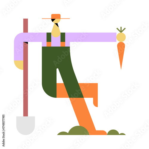 flat vector illustration of a farmer