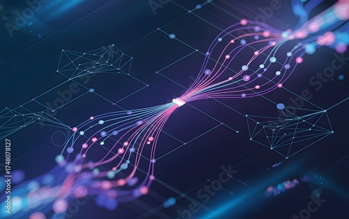 Abstract network data visualization representing connectivity, networking, and digital information