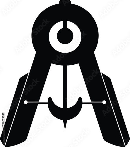 Geometric tool stylized icon silhouette of a precision divider or caliper for technical drawing surveying and engineering applications vector silhouette