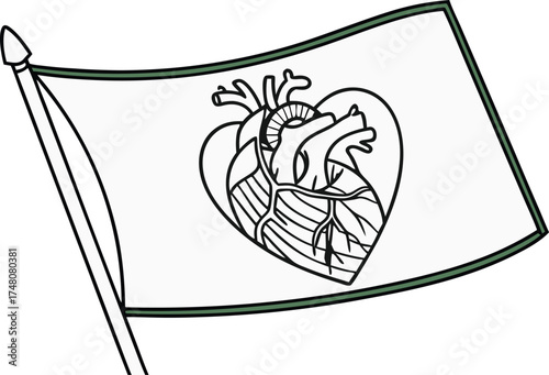 Raise the flag for heart health awareness, a symbol of hope and vitality, advocate for cardiovascular wellness today - scalable vector graphic